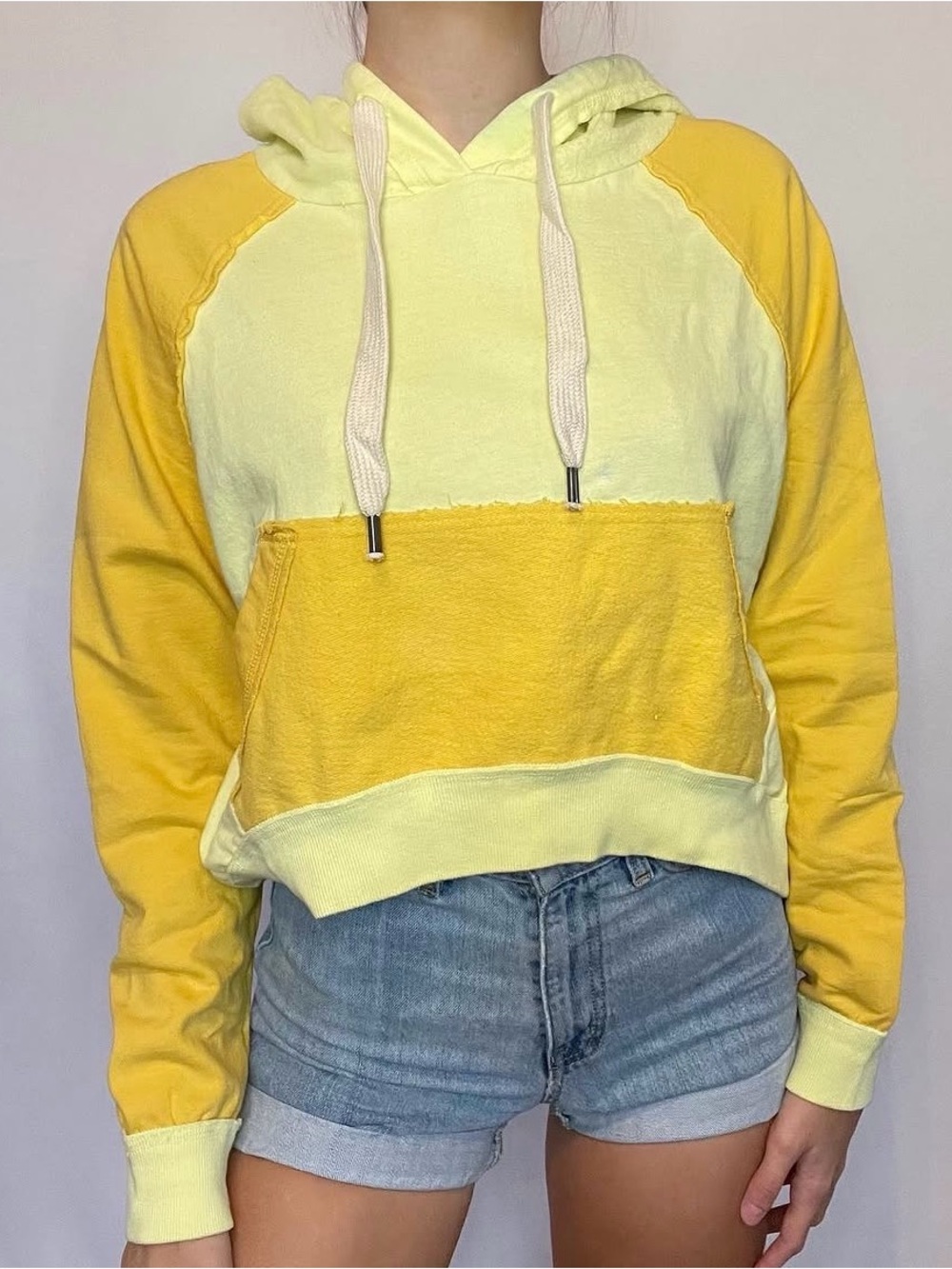 BDG Colorblock Yellow Pullover Hoodie